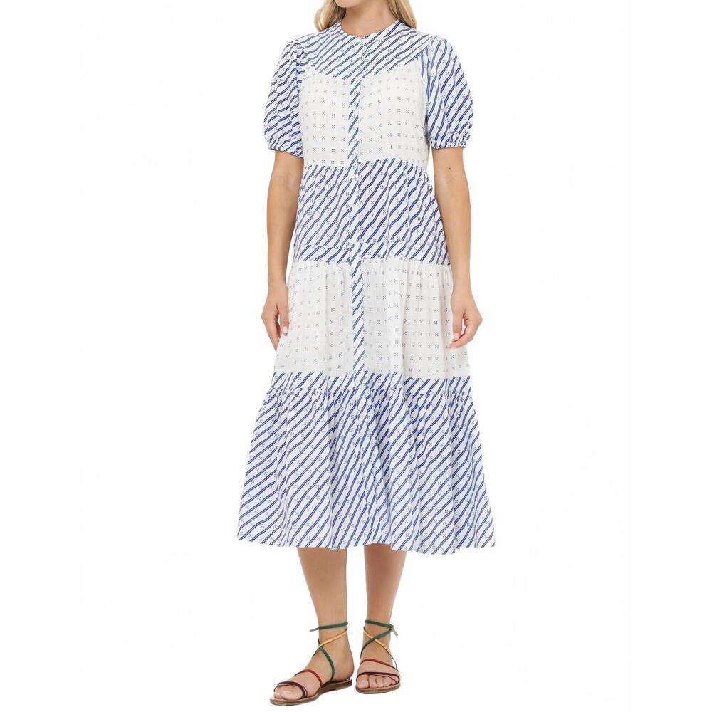 NEW OLIPHANT tiered midi dress in dipsy navy - Picture 4 of 4